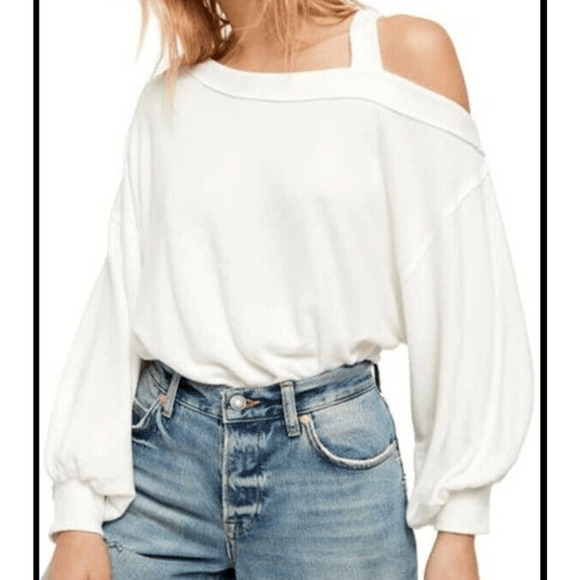 Free People We The Free Flaunt It Long Sleeve Tee In lvory M - Picture 1 of 6